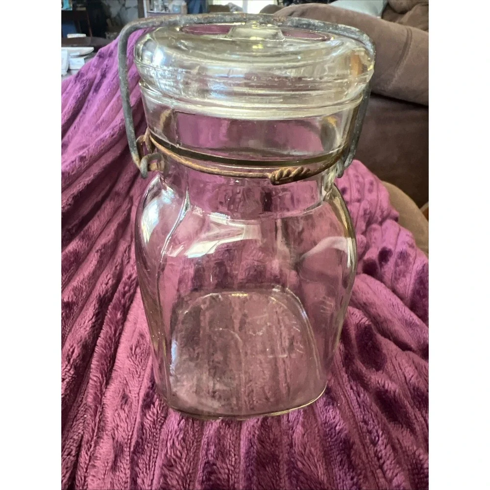 Antique A G Smalley 1896 Embossed Glass Royal Fruit Jar Pint Boston New York